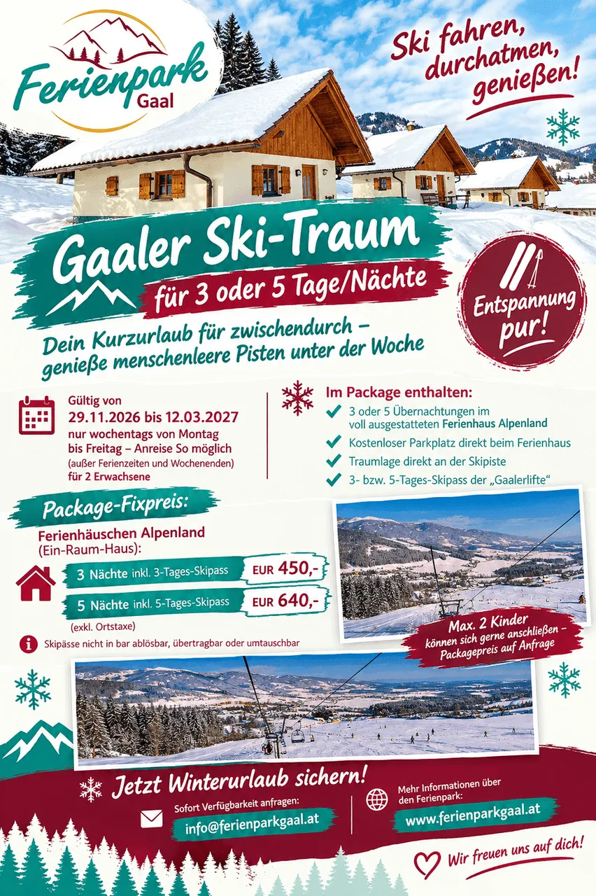 Familienpackage "Gaaler Ski-Traum 2+2"